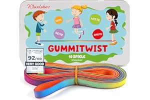 Kleintober I Gummitwist I Caoutchouc Sauteur I Twister I Jouets d'intérieur et d'extérieur I Corde Chinois I avec Instructions pour Les Jeux I pour Filles & garçons, Parfait comme Cadeaux
