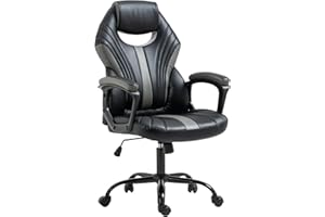 Vinsetto Gaming Chair, Faux Leather Computer Chair, Office Desk Gamer Chair with Swivel Wheels, Black