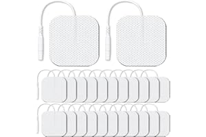 DUPELEC TENS Machine Pads, 24 Pcs 50 x 50mm TENS Pads Replacement with 2mm Connector, Latex-Free TENS Machine Replacement Pads, Reusable