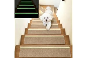 15 stycken trappmattor med glow in the dark-ränder, trappstegmattor, 76 x 20 trappmattor självhäftande för trätrappor, 100 %