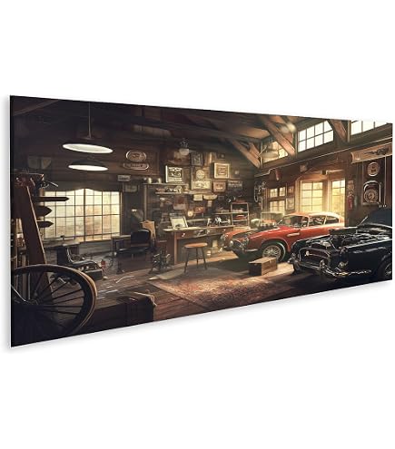 VIDMOT 50er Jahre Hintergrund 3x2,1m – Route 66 Tankstelle, Vintage Auto Für Fotografie & Party