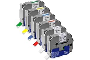 VEMFAY 6x Kompatible für Brother P-touch Bänder 12mm TZe-231 TZe-131 TZe-431 TZe-531 TZe-631 TZe-731 TZ Tape 0.47 Schriftband Brother Tape Cassette für PT-H105 H101C H110 H200 H100LB D400 D200 D600