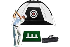 FINGER TEN Golf Putting Net and Mat 2M/3M with 3 Pcs Golf Rubber Tees and Carry Bag Value Set for Foldable Portable