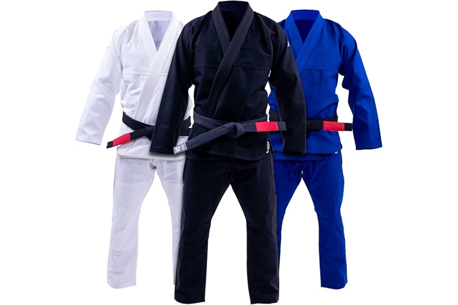 Progress Jiu Jitsu Academy Gi | Lightweight BJJ Gi with Free White Belt | BJJ Kimono for Men & Women | Tear-Resistant Jiu Jitsu Kimono for Training & Competition | Women's & Men's Kimono