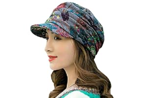 BeerMmay Casquette à Bord Court plissé Floral, Chapeaux d'hiver pour Femmes