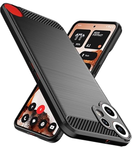Unichthy Phone Case For Nothing CMF Phone 1 Pocket Cover, Ultra Slim Carbon Fibre Design Shockproof Bumper TPU Anti-fingerprint Protective Skin For Nothing CMF Phone 1, Black