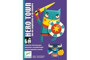 DJECO - Hero Town C Jeu de Cartes avec Super-héros et méchants pour Enfants à partir de 6 Ans, Multicolore (DJ05143)