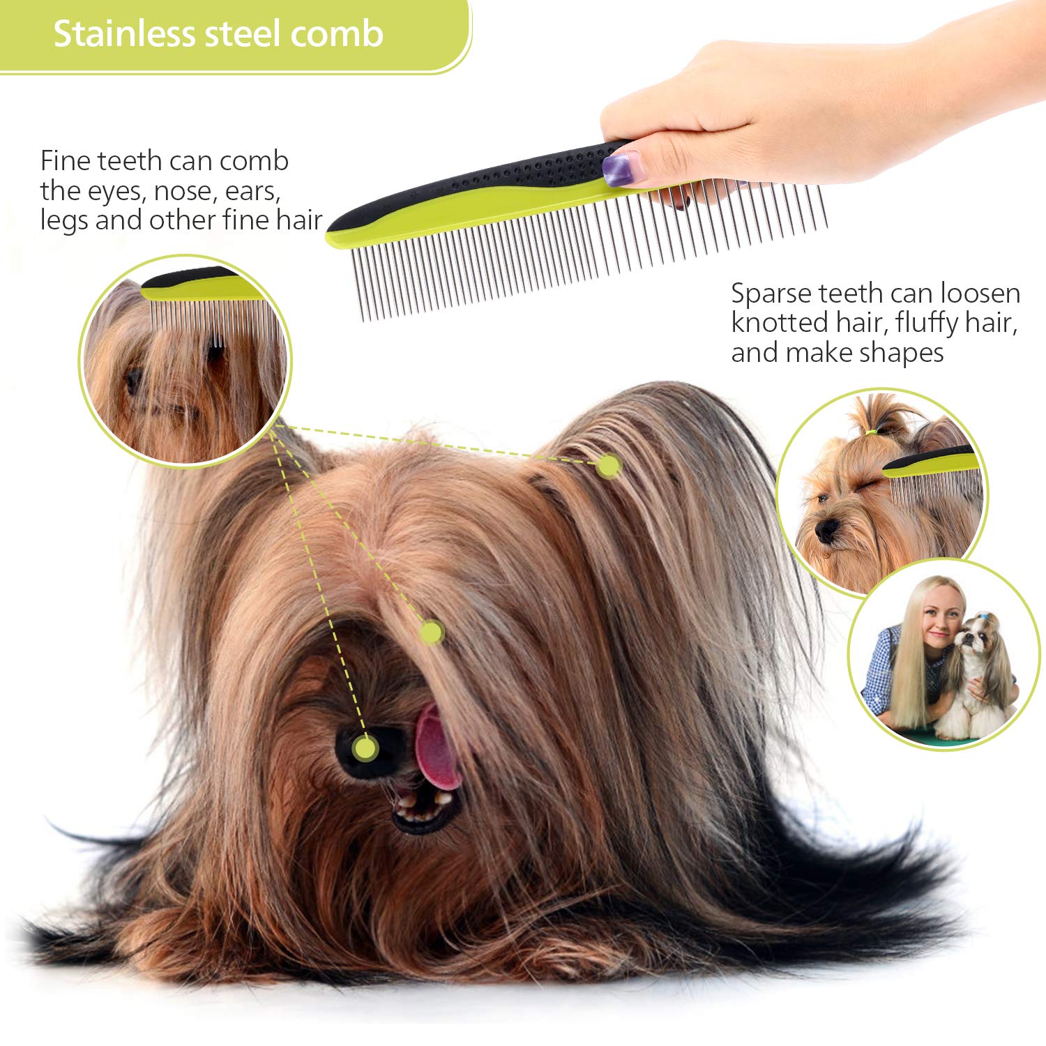 pecute Grooming Dematting Comb Tool Kit Double Sided Blade Rake Comb