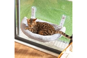 CATISM Foldable Cat Window Hammock - Semicircular Cat Bed - Reinforced Window Perchwith Strong Suction Cup - Sturdy Frame for Glass Windows and Interior Walls(Gray)