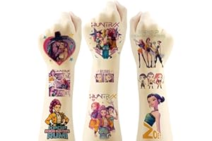 YANGSIW 8 Sheets kpop demon hunters Temporary Tattoos for Kids Korean Idol Huntrx,Saja Boys,Jinwoo,Rumi,Tiger Decal Temporary Tattoos Body Stickers for Birthday Party Decorations,DIY Activity Supplies