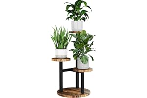 Bamworld Corner Plant Stand Indoor, 3 Tier Metal Plant Shelf for Multiple Plants, Tiered Small Round Flower Stand for Patio Garden Balcony Living Room Bedroom