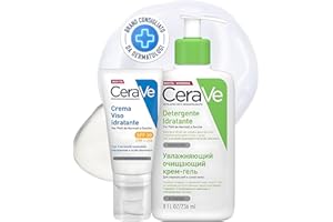 CeraVe Kit Skincare Viso, Detergente Idratante, Per Pelli da Normali a Secche, Con Acido Ialuronico, 236 ml + SPF 30, 52 ml