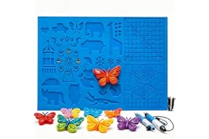 LATTCURE Penna 3D Tappetino, Penna Stampa 3D Tappetino Bambini con 2 Protezioni e Motivo Animali,Penna Stampa 3D Silicone Pieghevole Tappetino Accessori per Strumento di Disegno Principianti Bambini