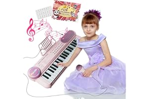 NORKBENG Piano Rose à 37 Touches pour Enfants 2 3 4 5, Clavier Électronique avec Microphone, Instrument de Musique Éducatif Portable pour Les Filles, Cadeaux d'anniversaire de Noël
