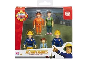 CHARACTER OPTIONS Fireman Sam Action Figures 5-pack, scaled play preschool poseable figures, imaginative play