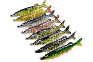 MKNzone 1 pc 12.5 cm 21g Multi jointé Leurres de pêche Dur appâts réaliste 9 Segments Swimbait, 13 Couleurs aléatoires