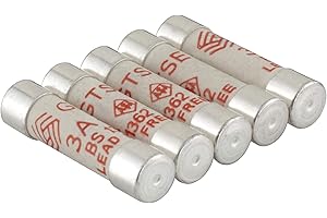GTSE 3A Electrical Fuses, Pack of 5, Household Domestic Mains Plug Ceramic Fuses, 240V, BS 1362 Compliant