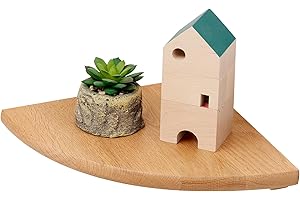 TREOAKWIS Oak Corner Shelf Floating Shelves Corner Solid Wood Corner Wall Shelf for Kitchen Bedroom (Natural, 9 inches)