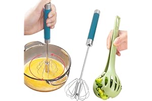 WASYPLSFOI Whisk Egg Cake Flour Kitchen Aid Beater Blender Whisks Stirrer Whisps Manual Push and Egg Separator Tongs, 2 Pack