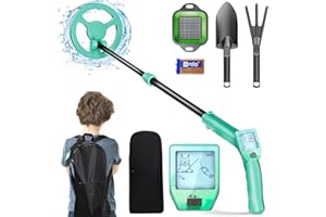 VAYOTOY Metal Detector per Bambini, Metaldetector con Display LCD, Metal Detector Leggero ad Alta Precisione con Bobina di Ricerca Impermeabile Pala Rastrello e Setaccio e Borsa per l'oro