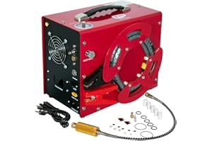 Sprężarka powietrza TUXING 4500Psi Pcp, wbudowany konwerter/filtr wodno-olejowy, automatyczne zatrzymanie, unikalna przenośna konstrukcja pionowa + szpula drutu, zasilana z samochodu