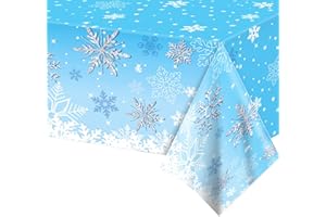 POPOYU Schneeflocken Tischdecke,54 * 108 Zoll Frozen Party Tischdecke Schneeflocken,Rechteckiger Schnee Plastik Tischabdecke für Frozen Geburtstagsdeko Mädchen Geburtstagsparty Frozen Geschenke Party Dekor
