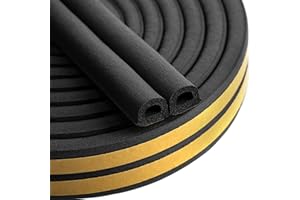 BYNSAER Taśma uszczelniająca do drzwi, okien, 6 m, samoprzylepna uszczelka okienna, ochrona przed kolizją, guma piankowa, taśma uszczelniająca, samoprzylepna, czarna