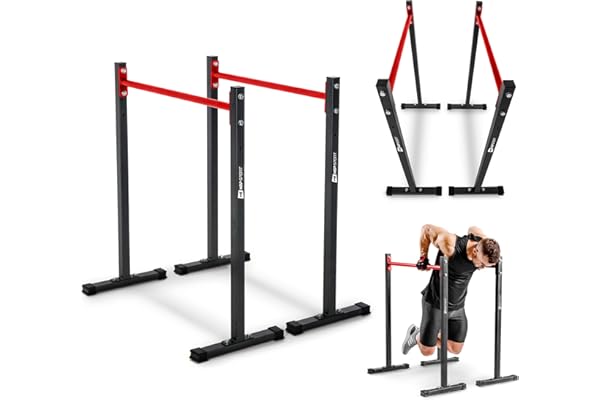 HOP-SPORT® Barres de dips avec Gants d'entraînement HS-1001K, Barres parallèles Musculation pour entraînements au Poids de Corps