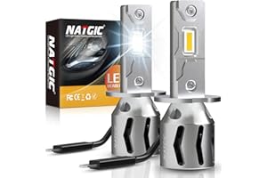 H3 LED Bulb, NATGIC Newest H3 LED Headlight Bulb with Fan 500% Brightness 16000LM 80W 6500K Xenon White Conversion Kit for Car High/Low Beam Replacement Kit of Halogen Lamp or Xenon Light Bulbs