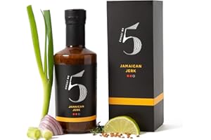CHILLI NO. 5 Chilli No.5 | Sauce barbecue chaude jamaïcaine Jerk, primée, mélange exclusif de cinq piments, superaliments sains, végétalien, sans gluten, sans colorants ni arômes artificiels, flacon de 200 ml