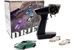 FLYCOLOR Turbo Racing C62 1:76 Scala Drift RC Auto con Gyro Mini Pieno Proporzionale RTR 2.4GHZ Telecomando con 2 Shell Sostituibile Corpo (Grigio verde)
