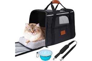 CORPOWER Faltbar Transportbox Katzen, Katzentransportbox mit Sicherheit Reißverschlüsse, Napf, Wendekissen, Katzen Transportboxen für kleine bis mittelgroße Katzen und Welpen bis 7 kg