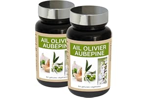 NUTRI EXPERT NUTRIEXPERT - Ail Olivier Aubépine - Aide à maîtriser taux de cholestérol et la santé cardiovasculaire - Maintient l'équilibre de la pression artérielle - Cure 30j - Gélules végétales - Lot de 2
