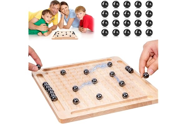 LIULINY Magnetic Chess Game Chessgame with 20 Strong Magnetic Stones | Wood Magnetic Chess Game Educational Travel Game with Strategy for Kids Adults Family Table