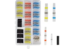 KEEHOM 150PCS Cosse Thermoretractable, Connecteur Thermorétractable Manchon Thermosoudable 4 Tailles, Connecteur à Souder Étanche pour Moto Auto, Gaine Retractable pour Fil avec Cas Pratique