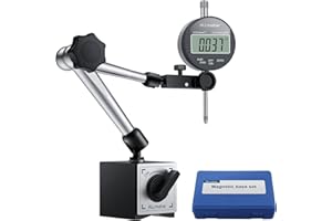 ALLmeter Indicador Digital 0-1''/25.4mm 0.01/0.0005'' con 80KG Base Magnética，Reloj Comparador Digital Electrónico Pulgadas/Unidades Métricas LCD con Auto Off Brazo Flexible con Caja