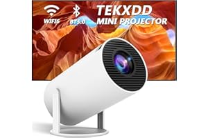 TEKXDD Mini Proyector Portátil 4K - Full HD WiFi 6, 200 ANSI Proyectores Inteligente, BT 5.0 Android 11.0, Auto Keystone, Giro de 180 Grados, 130 Pulgadas Flip Proyectores para Cine Casa