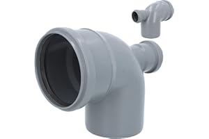 GENERISCH HT Rohr Abzweig Bogen HINTERE 90° DN 110 mm x 50 mm Grau | Abwasser Winkel Kunststoff Abflussrohr Kunststoffbogen PVC PP Doppelabzweig Verbindung Anschlussstück