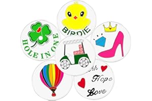 FINGER TEN Marqueur de Balle de Golf émail pour Chapeau de Golf magnétique Clip ou Un relève-Pitch différents Motifs Assortis Value 6 10 Pack