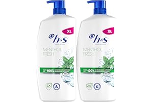 H&S Menthol Fresh Champú Anticaspa 2X800ml Con Dispensador, Para Uso Diario. Hasta 100% De Protección Anticaspa, Clínicamente Probado. Para Todo Tipo De Pelo Y Cuero Cabelludo. Frescor, Aroma A Mentol