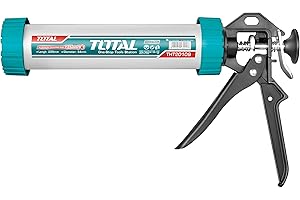 AMIG Total Tools - Pistola Aplicador Cerrado de Silicona | Longitud de 305 mm | Con Plato de Empuje | Mango Ergonómico de Aluminio | Acero | Resistente a la Corrosión