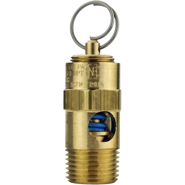 Sellerocity American Made Brass ASME Air Compressor Safety Valve 3/8 NPT (3/8 NPT Thread Diameter Measures 5/8 Inch) Size X 50 PSI, 51 CFM
