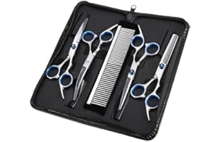 WELLTOP Ciseaux Coilettage Chien Chat Crofessionnel Ciseaux Animaux avec Embout Round Ensemble de Ciseaux de Coiffure en Acier Inoxydable
