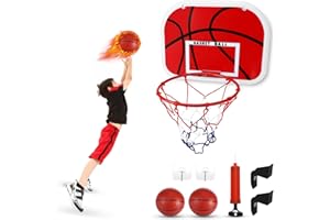 Gowkeey Mini Basketballkorb Indoor füRs Zimmer, Basketballkorb Outdoor Kinder Set mit Ballpumpe und 2 Mini Basketball, Einfache Montage und Demontage füR BüRo, Kindergeschenke, Sportspielzeug