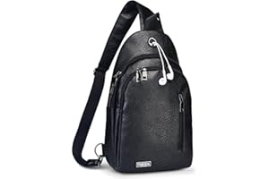 Fmeida Bolso de Pecho para Mujeres y Hombres, Bolsa Cruzada Antirrobo, Mochila de Pecho con Correa Convertible, Mochila para Viajes y Senderismo (Negro)