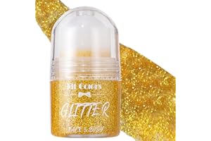 ERYNDIS Glitter Gel Corpo Roll-On, Roll-on Body Glitter Gel Sparkling, Brillantini Olografici per Viso, Make Up Luminoso per Festival, Mermaid Sequins Shimmer for Rave Party(#8 Dorato)