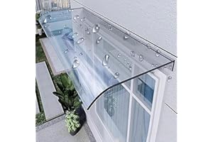 YWQJL Tettoia Per Esterno In Policarbonato,Pensilina Da Esterno,Tettoie Per Esterno In Pvc,Per Garage Finestra Patio Pensiline Esterne Trasparenti,transparent-50x400cm/19.6"x157in"
