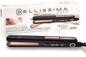 Bellissima Imetec Creativity Ceramic & Tourmaline, Piastra Per Capelli, Liscio O Mosso, Rivestimento In Ceramica E Tormalina, Regolazione Temperatura Da 150-230°C, Riscaldamento Rapido