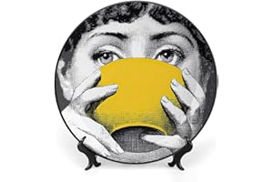 XYTDM Flacher Lina Cavalieri, dekorativer Wandteller, Dekoration zum Aufhängen an der Wand mit mysteriöser Gesichtsplatte, inklusive Halterung und speziellem Federhaken 7,8 Zoll