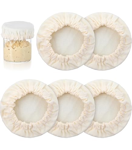 Lot De 5 Couvercles En Tissu Lin Respirant Pour Bocaux Mason - Couvercles Réutilisables Kombucha
